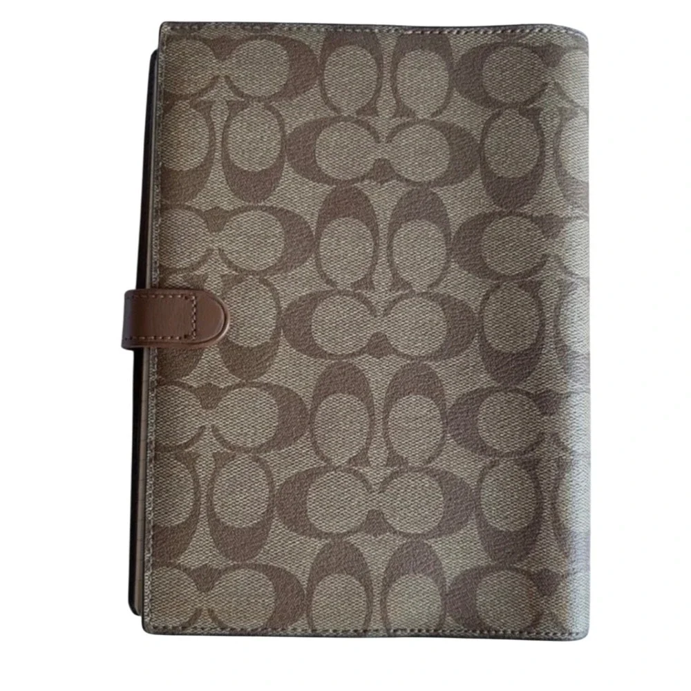 NWT! Coach Signature Canvas Notebook Khaki Brown Monogram Journal Refillable